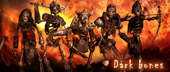 Dark bones zombie skeletons animated 3d characters lowpoly pack