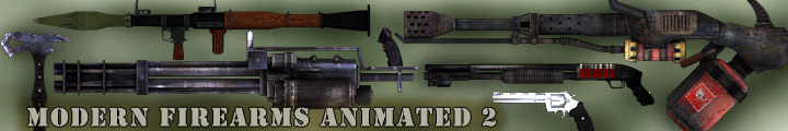 modern firearms animated 3d weapons pack, flame thrower, shotgun, magnum, rpg, minigun